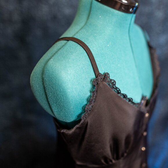 Studio 19 Black Satin Slip Dress – Size M - Picture 3 of 8